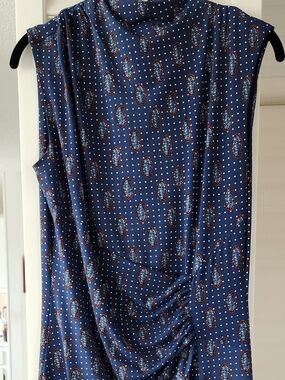 Talbot Light Navy Paisley & Polka Dot Sleeveless Dress